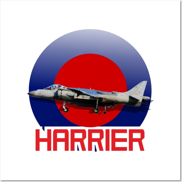 Harrier Jump jet in RAF roundel Wall Art by AJ techDesigns